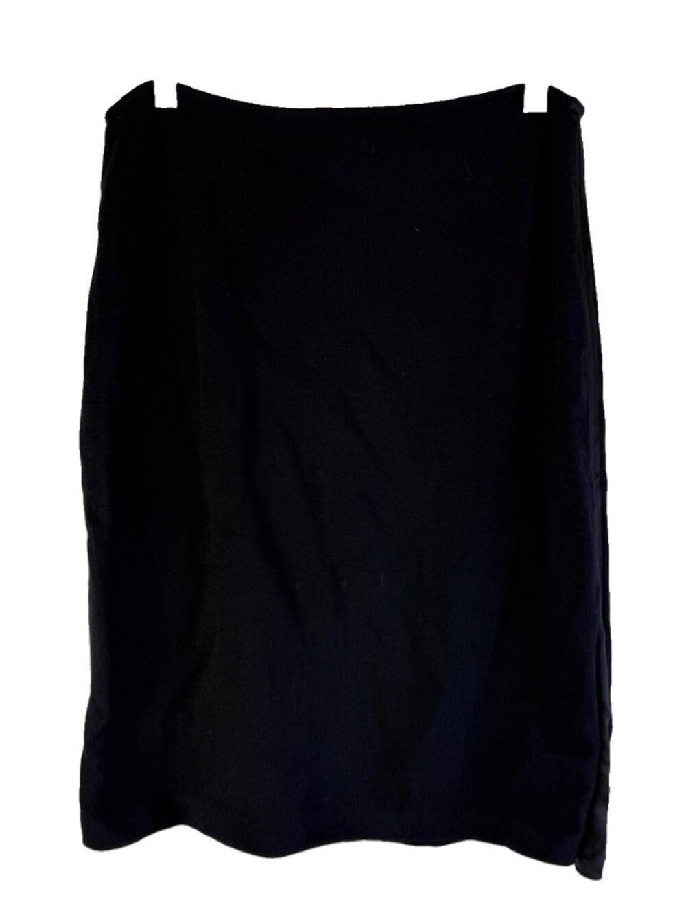 St. John Marie Gray Santana Knit Wool Skirt Silky Contrast Black